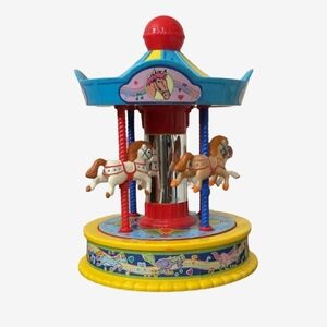 Vintage Whimsical Carousel Toy with Horses